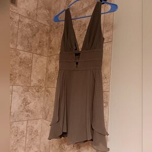 Bebe NEW prettiest olive green layered tiered flowy dress...